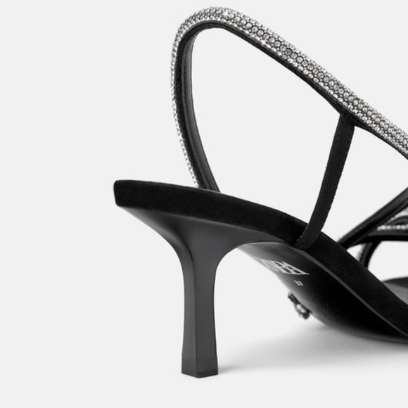 ZARA Bejeweled Mid-Height Heeled Sandals - Picture 8 of 8